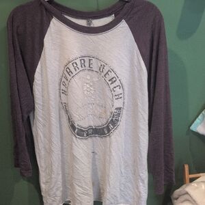 Next Level Apparel Purple and White Long Sleeve Tee